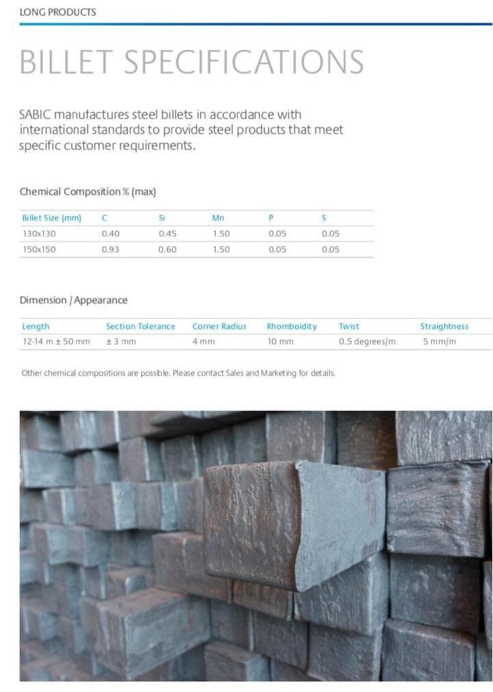 Billet specifications